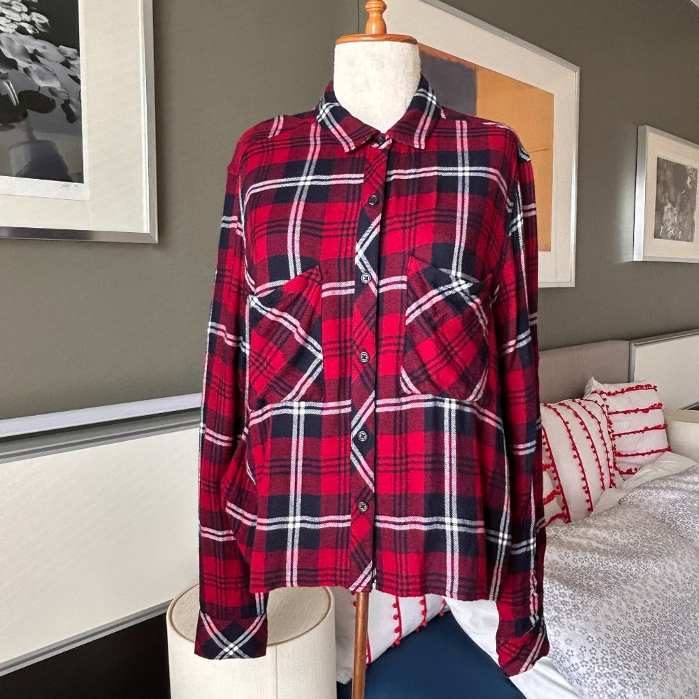 Rails Button Down Plaid Loose Top With Double Poc… - image 2